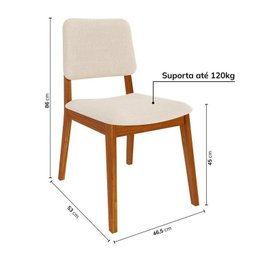 Conjunto Sala de Jantar 1 Mesa 130cm 4 Cadeiras Estofadas Miriti Cabecasa madeiramadeira - 2