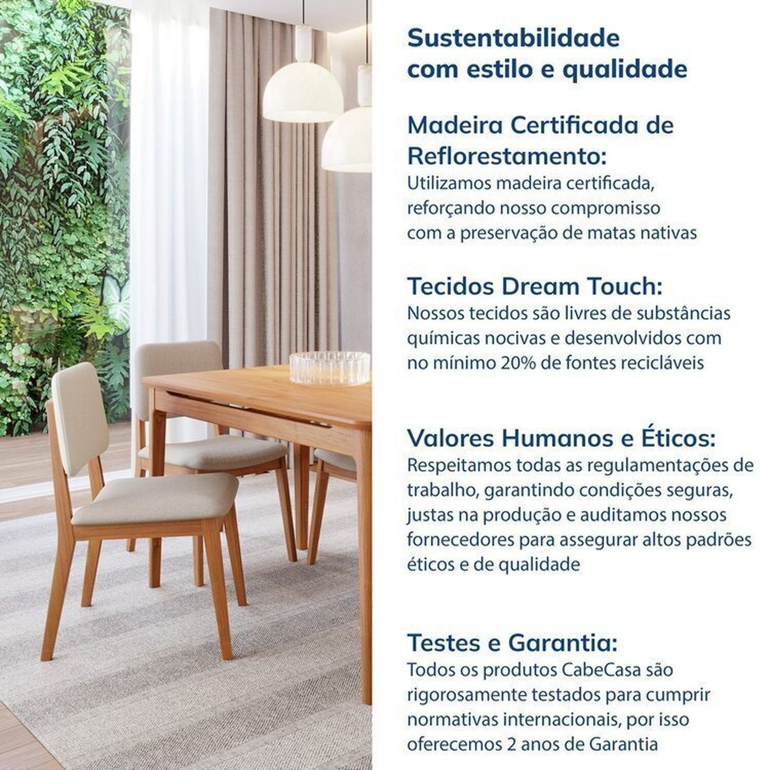 Conjunto Sala de Jantar 1 Mesa 130cm 4 Cadeiras Estofadas Miriti Cabecasa madeiramadeira - 11