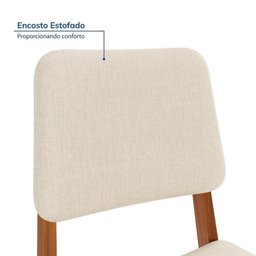 Conjunto Sala de Jantar 1 Mesa 130cm 4 Cadeiras Estofadas Miriti Cabecasa madeiramadeira - 4