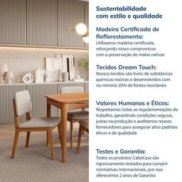 Conjunto Sala de Jantar 1 Mesa 160cm 6 Cadeiras Estofadas Miriti Cabecasa madeiramadeira - 11