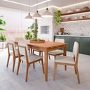 Ver imagem 1 de Conjunto Sala de Jantar 1 Mesa 180cm 6 Cadeiras Estofadas Miriti CabeCasa MadeiraOriginals Marrom/Caramelo/Creme
