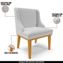 Ver imagem 7 de Kit 3 Cadeiras Decorativas Sala de Jantar Base Fixa de Madeira Firenze Linho Cinza/castanho G19
