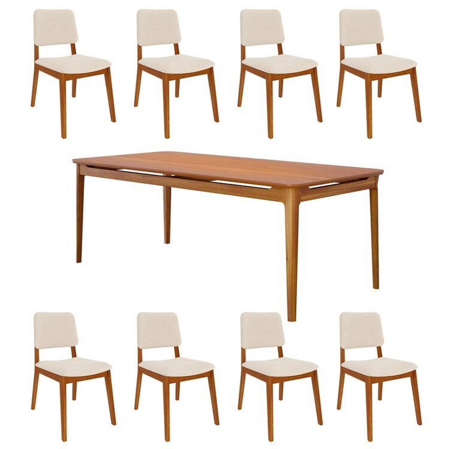 Conjunto Sala de Jantar 1 Mesa 210cm 8 Cadeiras Estofadas Miriti Cabecasa madeiramadeira - 10