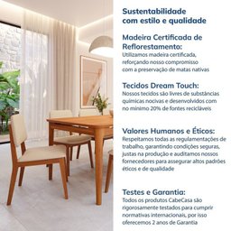 Conjunto Sala de Jantar 1 Mesa 210cm 8 Cadeiras Estofadas Miriti CabeCasa MadeiraMadeira - 11