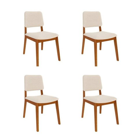Kit 4 Cadeiras Estofadas Miriti CabeCasa MadeiraOriginals