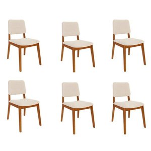 Kit 6 Cadeiras Estofadas Miriti CabeCasa MadeiraOriginals