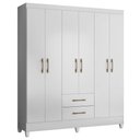 Ver imagem 2 de Guarda Roupa Casal Panamá com Cômoda Vênus com Pés e Armário Multiuso New Íris Branco Brilho-