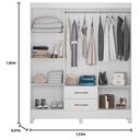 Ver imagem 3 de Guarda Roupa Casal Panamá com Cômoda Vênus com Pés e Armário Multiuso New Íris Branco Brilho-