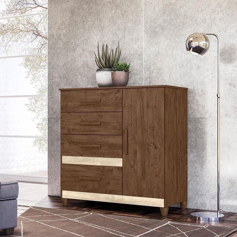 Cômoda Sapateira Ambiente Vênus Castanho Wood Flex com Pés - Moval
