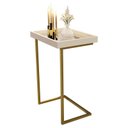 Ver imagem 2 de Mesa Lateral de Apoio Jb 4774 com Espelho e Pé de Aço Perola/dourado