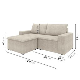 Sofá Modular 1 Módulo Direito 1 Módulo Esquerdo 1 Puff Zen CabeCasa MadeiraMadeira - 3