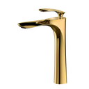 Ver imagem 1 de Torneira Monocomando de Mesa para Banheiro Bica Alta Curve Redonda Dourado Brilhante