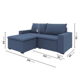 Sofá Modular 1 Módulo Direito 1 Módulo Esquerdo 1 Puff Zen Cabecasa Madeiramadeira - 3