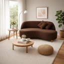 Ver imagem 5 de Sofá Orgânico Curvo 2 Lugares Tecido Bouclê - Seleguim Decor:marrom