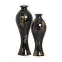 Ver imagem 1 de Vasos Decorativos de Cerâmica para Sala Dupla Califórnia Preto e Dourado Ébano