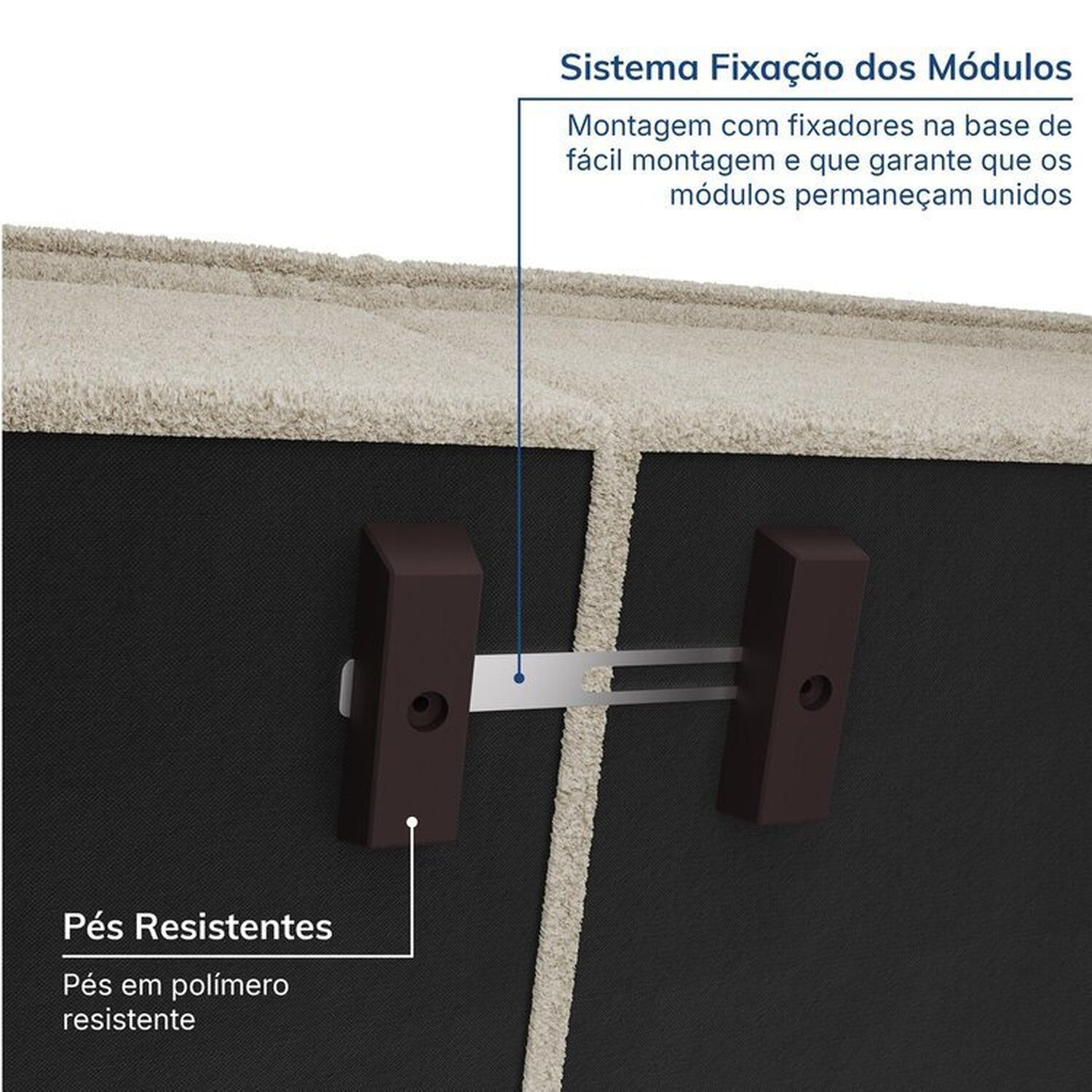 Sofá Modular 1 Módulo Direito 1 Módulo Central 1 Módulo Esquerdo 1 Puff Zen Cabecasa Madeiramadeira - 4