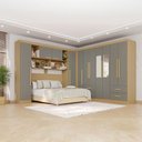 Ver imagem 1 de Guarda-roupa Casal Modulado Andorra 11 Portas 4 Gavetas com Espelho Jequitibá/granizo - Pnr Móveis