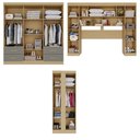 Ver imagem 3 de Guarda-roupa Casal Modulado Andorra 11 Portas 4 Gavetas com Espelho Jequitibá/granizo - Pnr Móveis