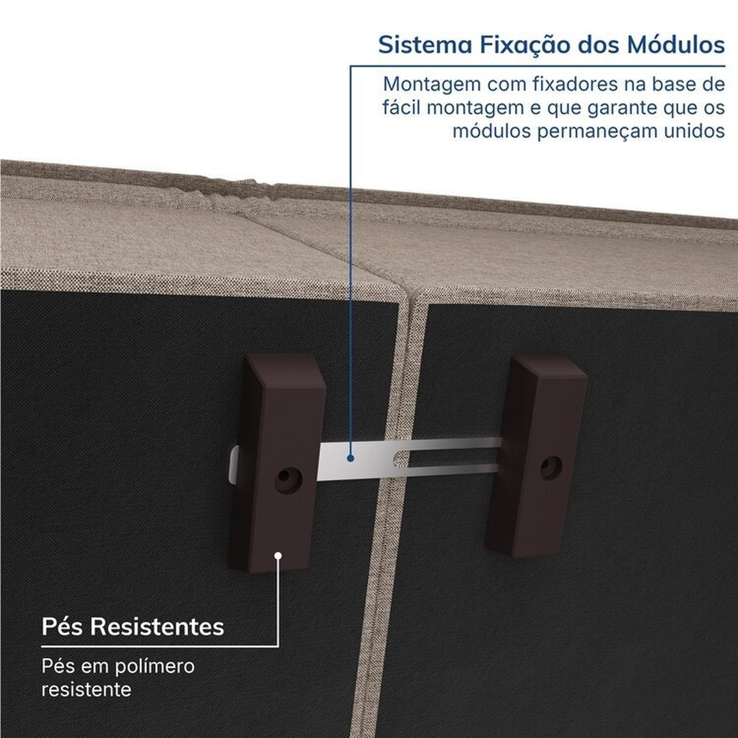 Sofá Modular 1 Módulo Direito 1 Módulo Central 1 Puff Zen Cabecasa Madeiramadeira - 6