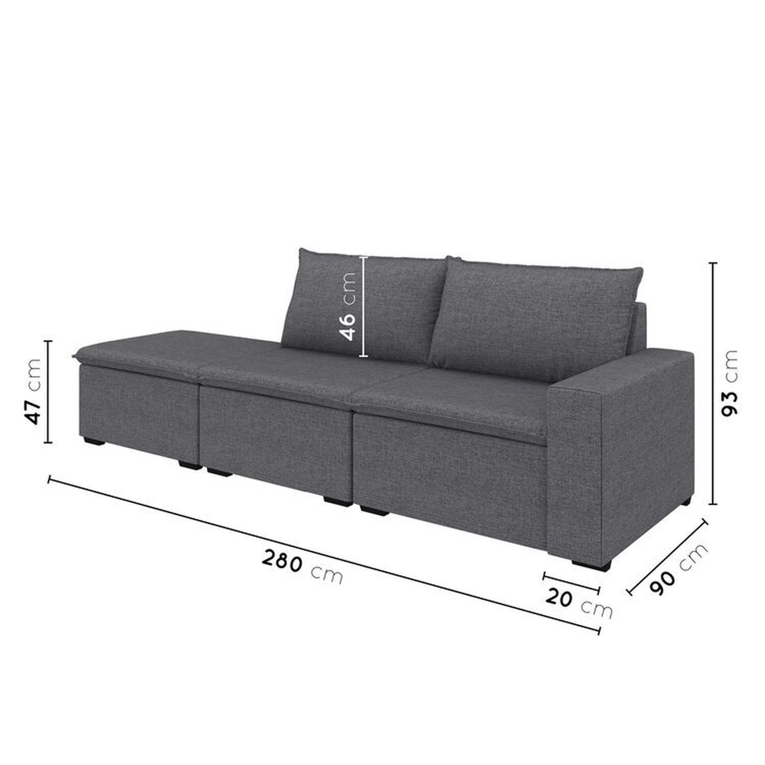 Sofá Modular 1 Módulo Direito 1 Módulo Central 1 Puff Zen Cabecasa Madeiramadeira - 3