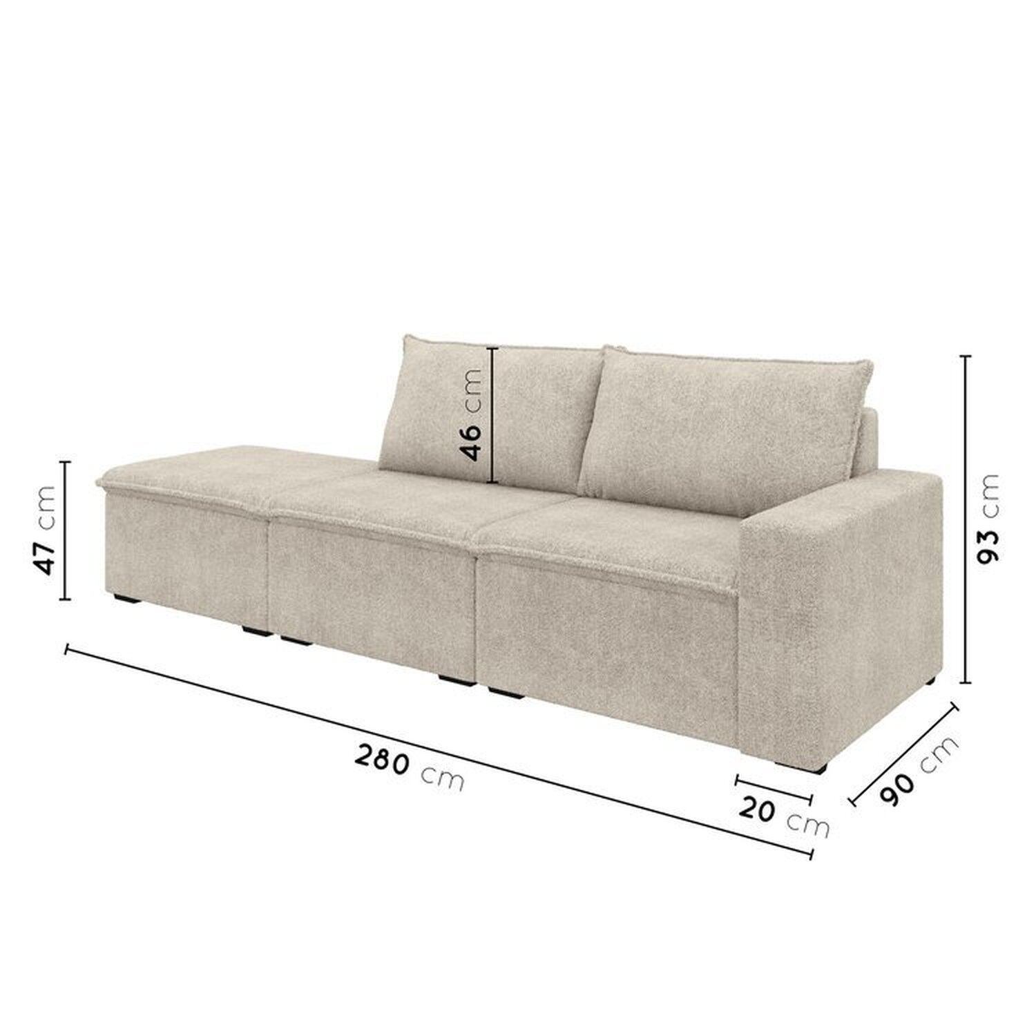 Sofá Modular 1 Módulo Direito 1 Módulo Central 1 Puff Zen Cabecasa Madeiramadeira - 3