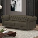 Ver imagem 1 de Sofá Living Sala de Estar Stanford Chesterfield 2 Lugares 180cm Pés de Madeira Couro Capuccino G58 -