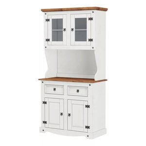 Cristaleira 4 Portas e 2 Gavetas Madeira Maciça Branco