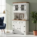 Ver imagem 2 de Cristaleira 4 Portas e 2 Gavetas Madeira Maciça Branco