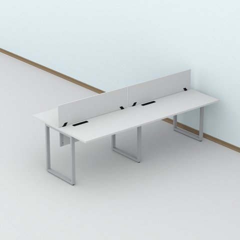 Escrivaninha Plataforma 4 Lugares Aço 240cm Linha Corporativa Light Branco