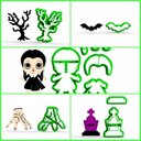 Ver imagem 1 de Cortador Kit Wandinha Addams - 5 Modelos Tamanho 7 Cm
