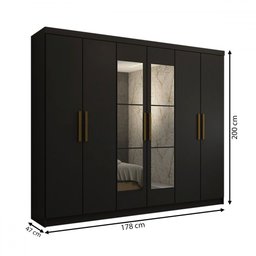 Guarda-roupa Casal Odisseia 6 Portas 2 Gavetas com Espelho - Panorama Móveis - 4