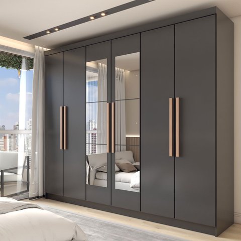 Guarda-roupa Casal Odisseia 6 Portas 2 Gavetas com Espelho - Panorama Móveis