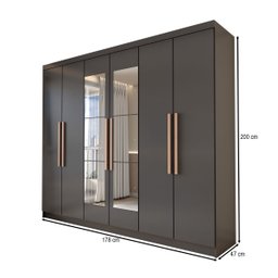 Guarda-roupa Casal Odisseia 6 Portas 2 Gavetas com Espelho - Panorama Móveis - 5