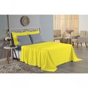 Ver imagem 4 de Jogo de Cama Casal Viúva Nobre 4 Peças Malha 100% Algodão - Amarelo / Cinza