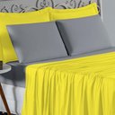 Ver imagem 3 de Jogo de Cama Casal Viúva Nobre 4 Peças Malha 100% Algodão - Amarelo / Cinza