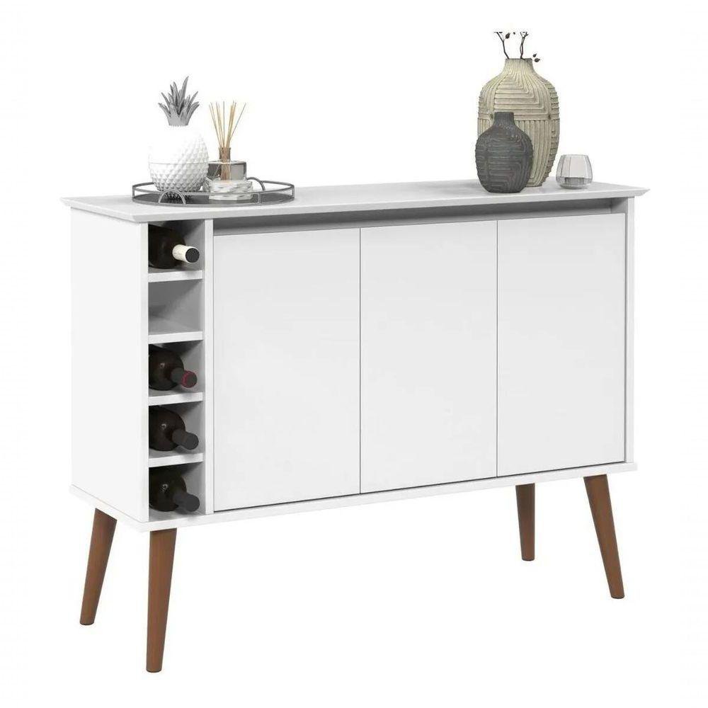 Aparador Buffet Com Adega Sala London Branco - Lidecor Móveis & Decoração