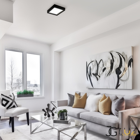 Kit 10 Painel Led Recuado Sobrepor 24w Plafon Quadrado - Preto - Branco Neutro 4000k - 110v/220v