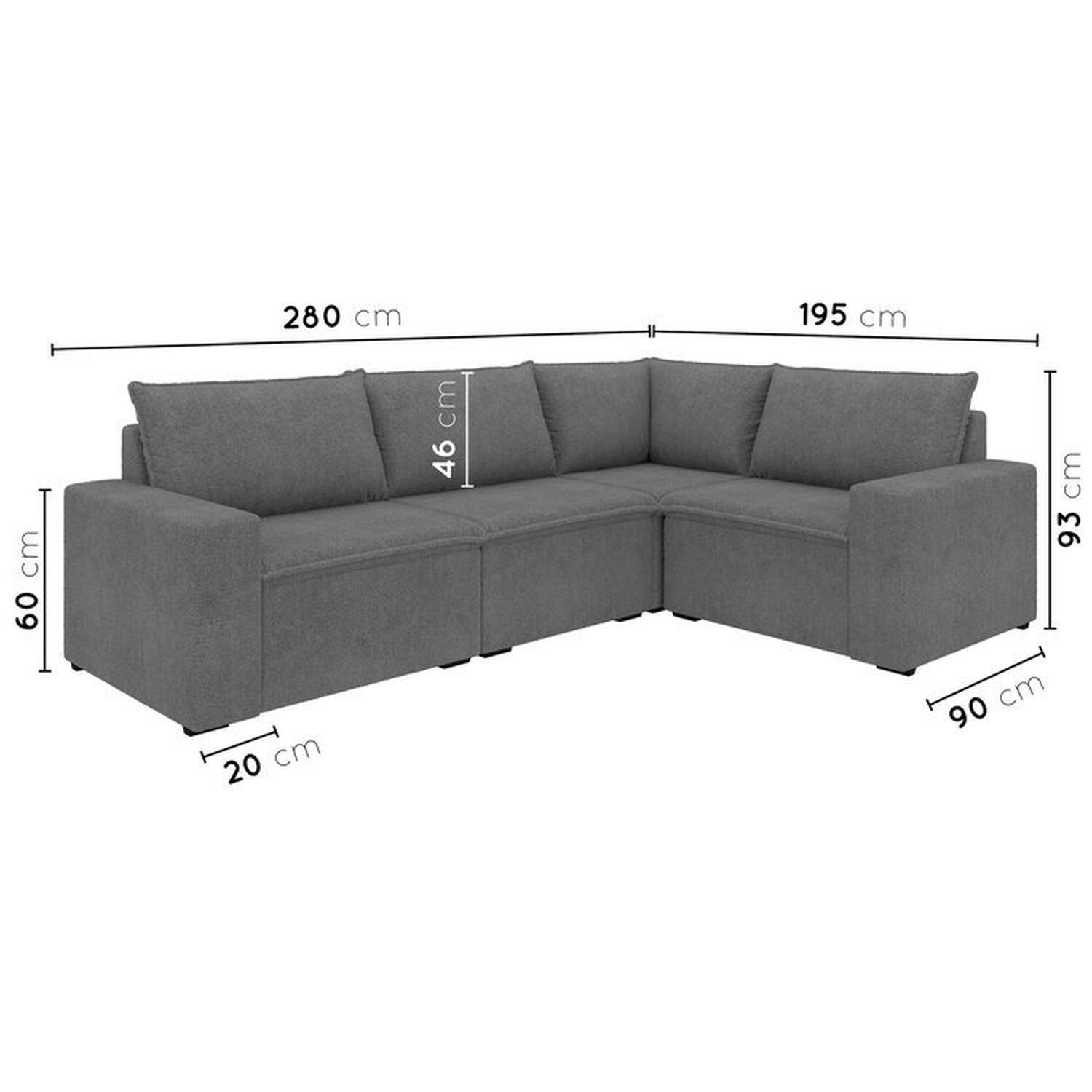 Sofá Modular de Canto 4 Módulos Zen Cabecasa Madeiramadeira - 3