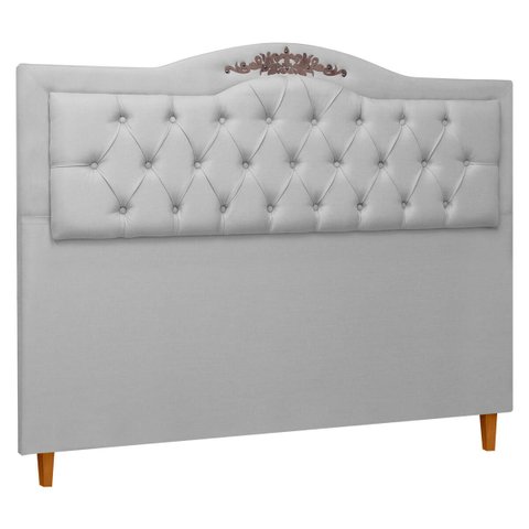 Cabeceira Estofada Provençal 195cm para Cama Box King Linho - Sofa Store:linho Cinza Claro