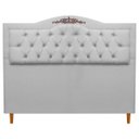 Ver imagem 3 de Cabeceira Estofada Provençal 195cm para Cama Box King Linho - Sofa Store:linho Cinza Claro