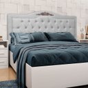 Ver imagem 2 de Cabeceira Estofada Provençal 195cm para Cama Box King Linho - Sofa Store:linho Cinza Claro