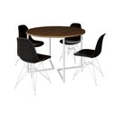 Ver imagem 6 de Mesa Industrial Jantar Redonda Amêndoa 110Cm Base V Com 4 Cadeiras Eames Pretas Ferro Branco