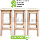 Ver imagem 1 de Kit 3 Bancos Alto de Madeira p Área de Lazer e Cozinha