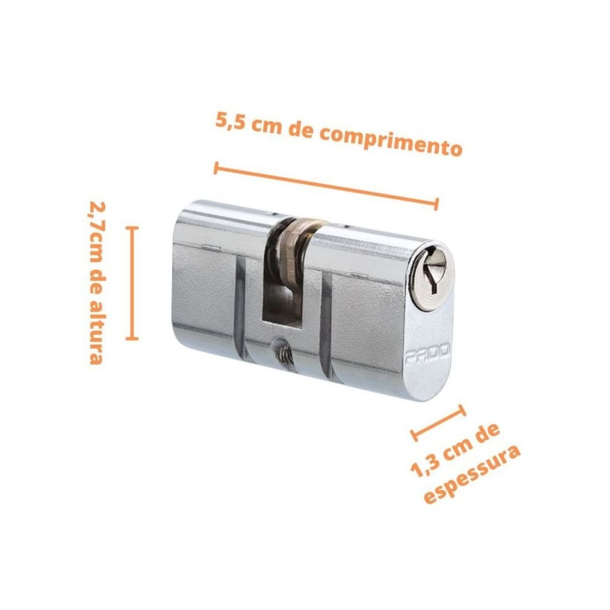 Fechadura Pado Maquina Avulsa Externa com Cilindro Concept 40mm Cromada Inox Polido - 5