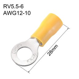 Terminal Olhal 4mm a 6mm Furo 6mm Rv5.5-6 Amarelo M6 - 100un - 2