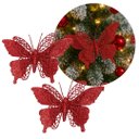 Ver imagem 4 de Jogo 4 Borboletas Vermelho Glitter 12x18cm Enfeite Natal com Presilha