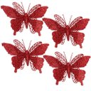 Ver imagem 1 de Jogo 4 Borboletas Vermelho Glitter 12x18cm Enfeite Natal com Presilha