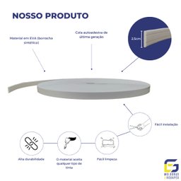 Boiserie Moldura Rodameio de Eva Adesivo e Flexível *orion 2,5cmx 5mm 20 Metros* Branco - 3