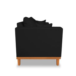 Sofá Moderno Viena 3 Lugares Com Base de Madeira Suede Preto - Madeira Prima Deccor - 4 Sofá Moderno Viena 3 Lugares Com Base de Madeira Suede Preto - Madeira Prima Deccor - 4