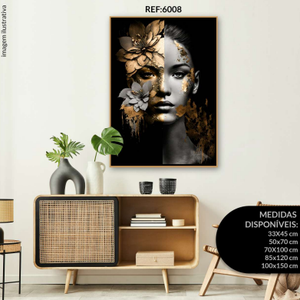 Quadro Decorativo Mulheres Flores Dourada